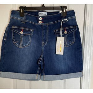 Sandpiper Womens Denim Super Stretch Cuffed Shorts Size 22W Dark Wash NWT
